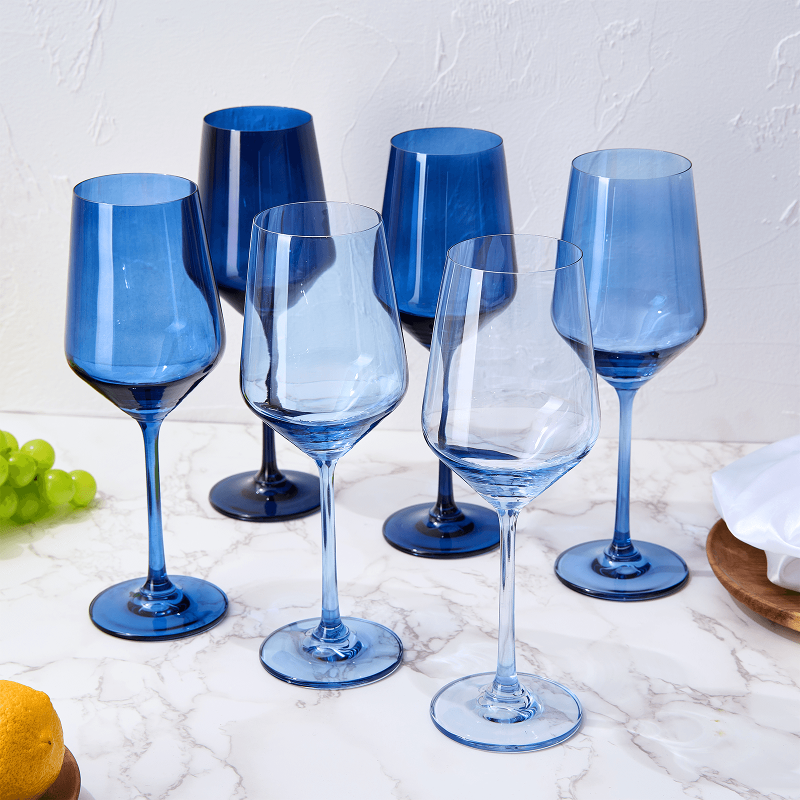 Blue Winter Christmas Wine Glasses | Set of 12 | Navy Colors - Loft&Timber
