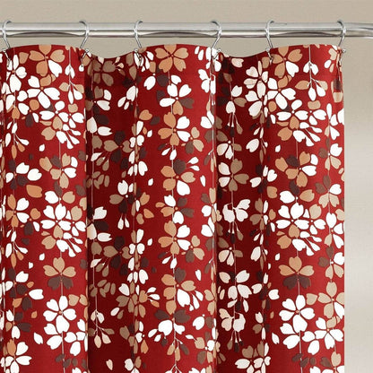 72-inch Red White and Flowers Vines Floral Shower Curtain - Loft&Timber