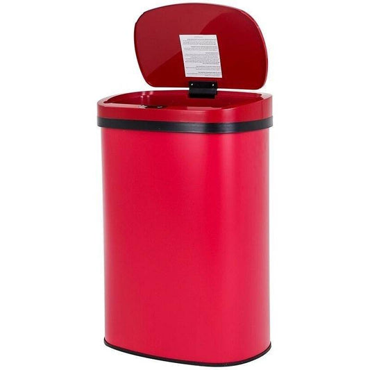 Red 13 Gallon Stainless Steel Motion Sensor Trash Can - Loft&Timber
