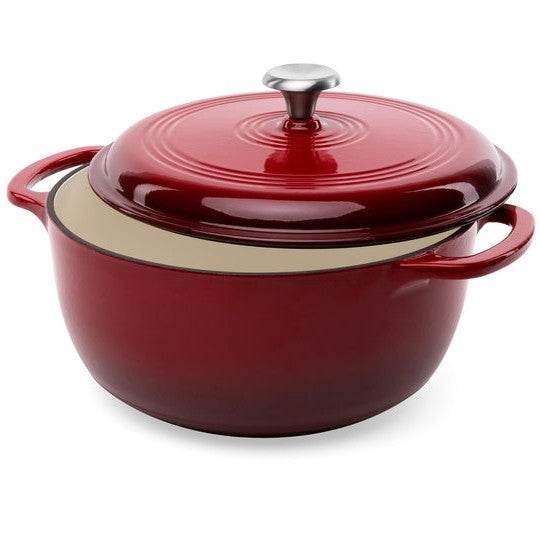 6 Quart Large Red Enamel Cast-Iron Dutch Oven Kitchen Cookware - Loft&Timber
