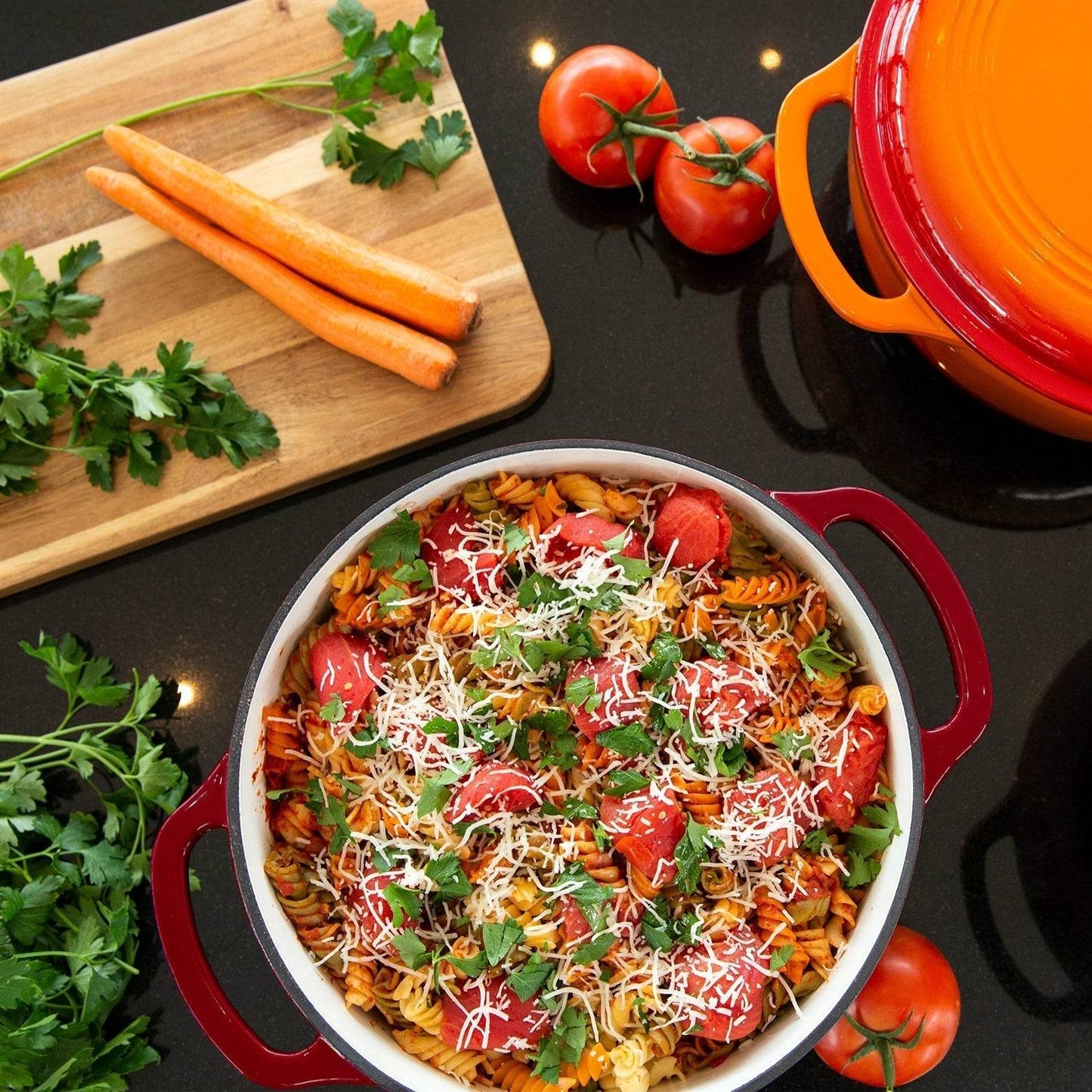 6 Quart Large Red Enamel Cast-Iron Dutch Oven Kitchen Cookware - Loft&Timber