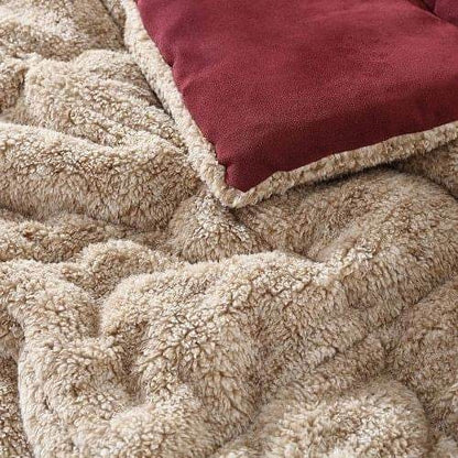 Twin Plush Sherpa Reversible Micro Suede Comforter Set in Marron - Loft&Timber