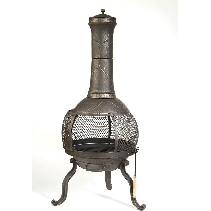 Rustic Outdoor Steel Cast Iron Chimenea Wood Fire Pit - Loft&Timber