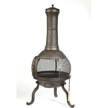 Rustic Outdoor Steel Cast Iron Chimenea Wood Fire Pit - Loft&Timber