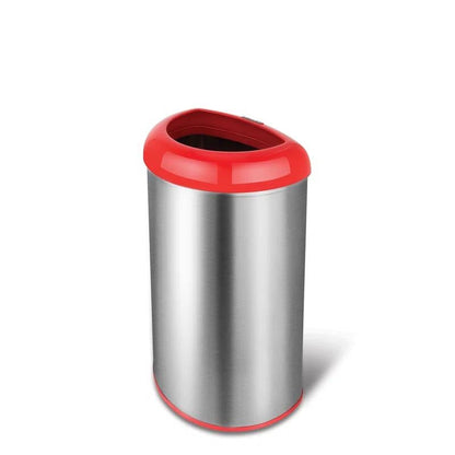 13-Gallon Stainless Steel Trash Can with Red Open Top-1