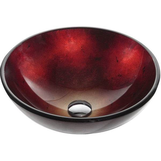 Round Red Tempered Glass Bowl Shape Vessel Bathroom Sink - Loft&Timber