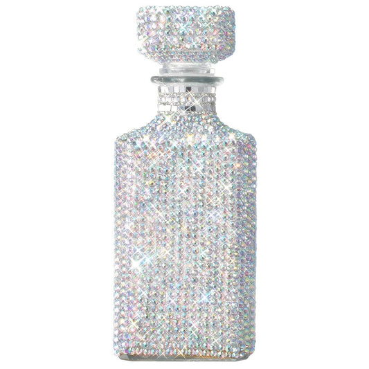 Unique Diamond Rhinestone Decanter | 730 mL | Luxurious Whiskey, Tequila, Wine Decanter - Dazzling All Over Silver Rhinestone Carafe For Spirits, Bourbon, Scotch, Durable Thick Glass HAND WASH ONLY - Loft&Timber