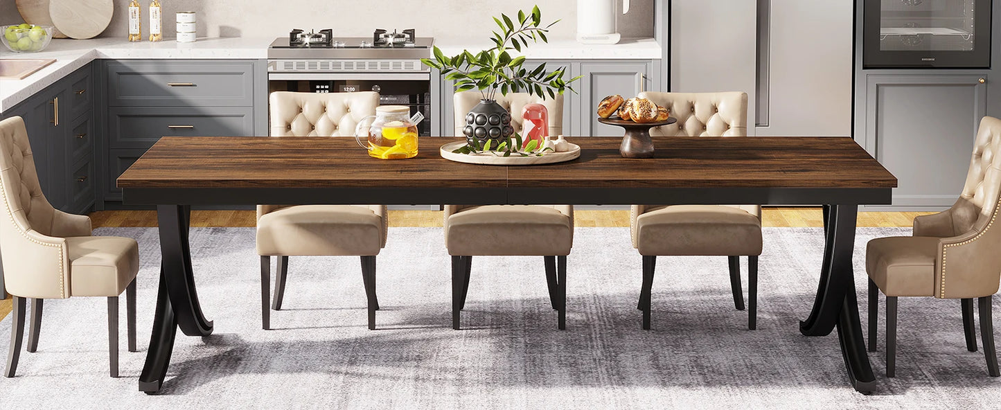 Rectangular Dining Table for 6-8, 78" Large Farmhouse Dinner Table - Loft&Timber