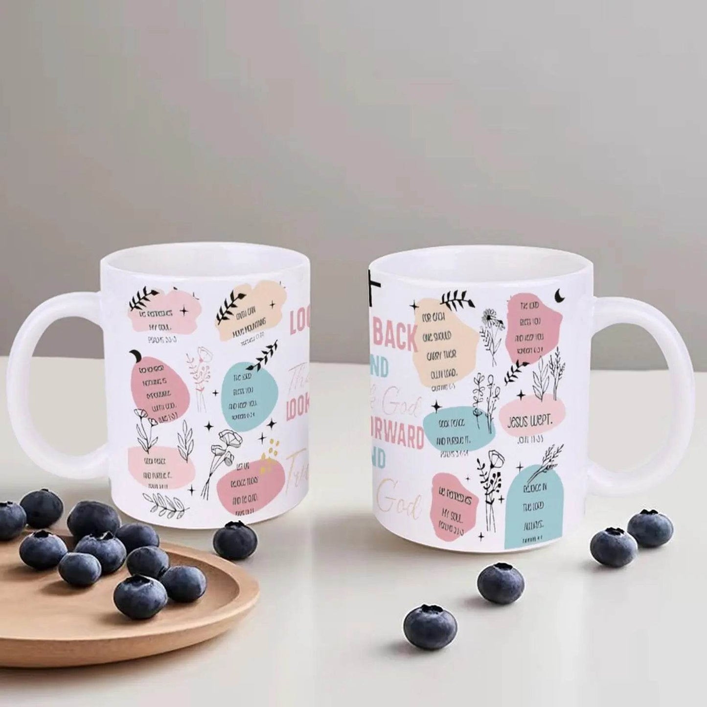 Look Back And Thank God, Look Forward And Trust God Ceramic Coffee Mug Bible Verse Custom Mug, 330ml - Loft&Timber