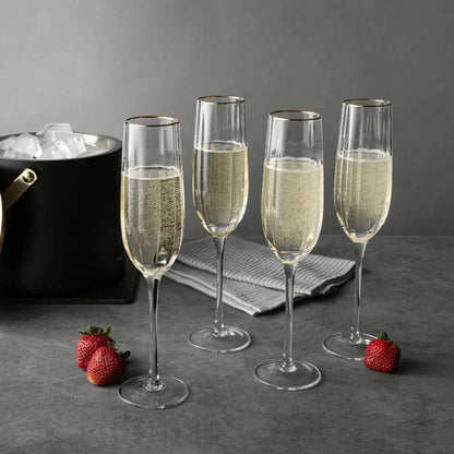 4-Pack Scalloped Champagne Flute Glasses Set - Loft&Timber