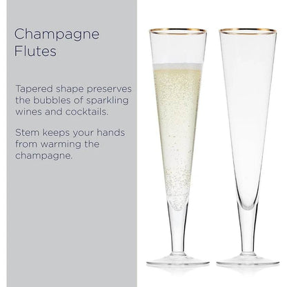 Elegant Gold Rim Champagne Toasting Flutes Set - Loft&Timber