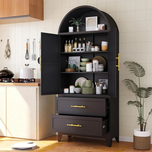 73" H Metal Tall Arched Pantry Cabinet - Loft&Timber