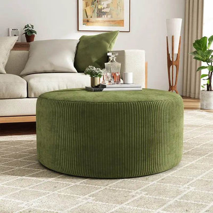 Round Upholstered Storage Ottoman with Memory Foam - Loft&Timber
