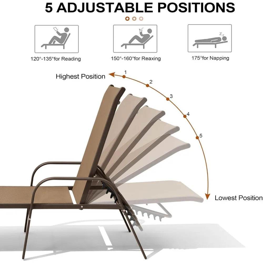 Chaise Lounge Chair Outdoor with Armrests, Set of 2 - Loft&Timber