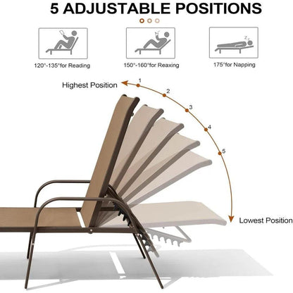 Chaise Lounge Chair Outdoor with Armrests, Set of 2 - Loft&Timber