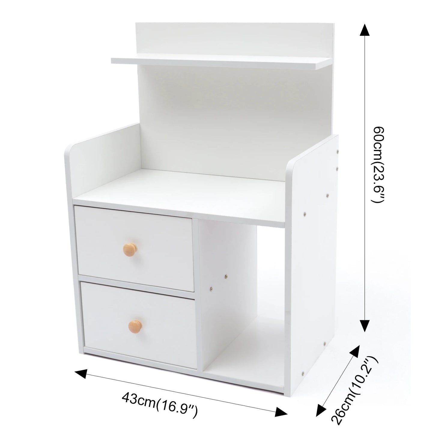 Bymaocar Warm White Nightstand with 2 Drawers, 16.9x10.2x23.6In Compact Bedside Table, Versatile Vanity Dresser for Living Room