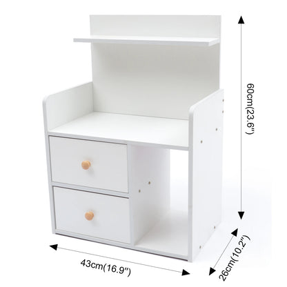 Bymaocar Warm White Nightstand with 2 Drawers, 16.9x10.2x23.6In Compact Bedside Table, Versatile Vanity Dresser for Living Room