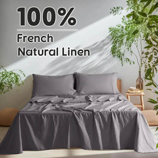 100% French Pure Linen Sheets, Breathable and Durable Line Queen Size Sheets - Loft&Timber