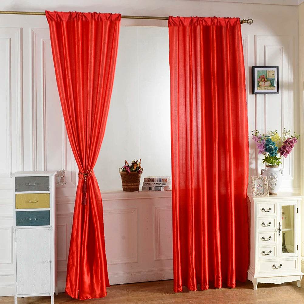 Solid Color Satin Window Curtain - Loft&Timber