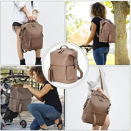 New 6 Types PU Leather Mommy Bag Large Capacity Backpack - Loft&Timber