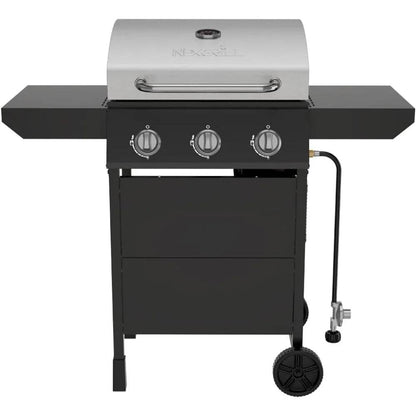 Nexgrill 3-Burner Propane Gas Grill with Side Shelves, 27,000 BTU Output, Stainless Steel Hood, Large 429 Square Inch - Loft&Timber