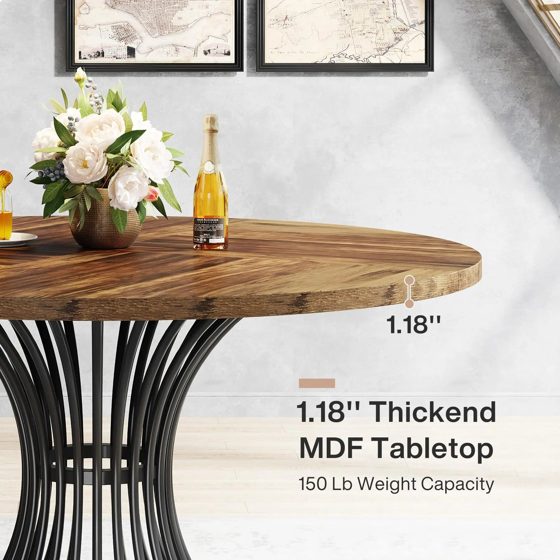 Tribesigns Round Dining Table for 4-6 People, 47" - Loft&Timber