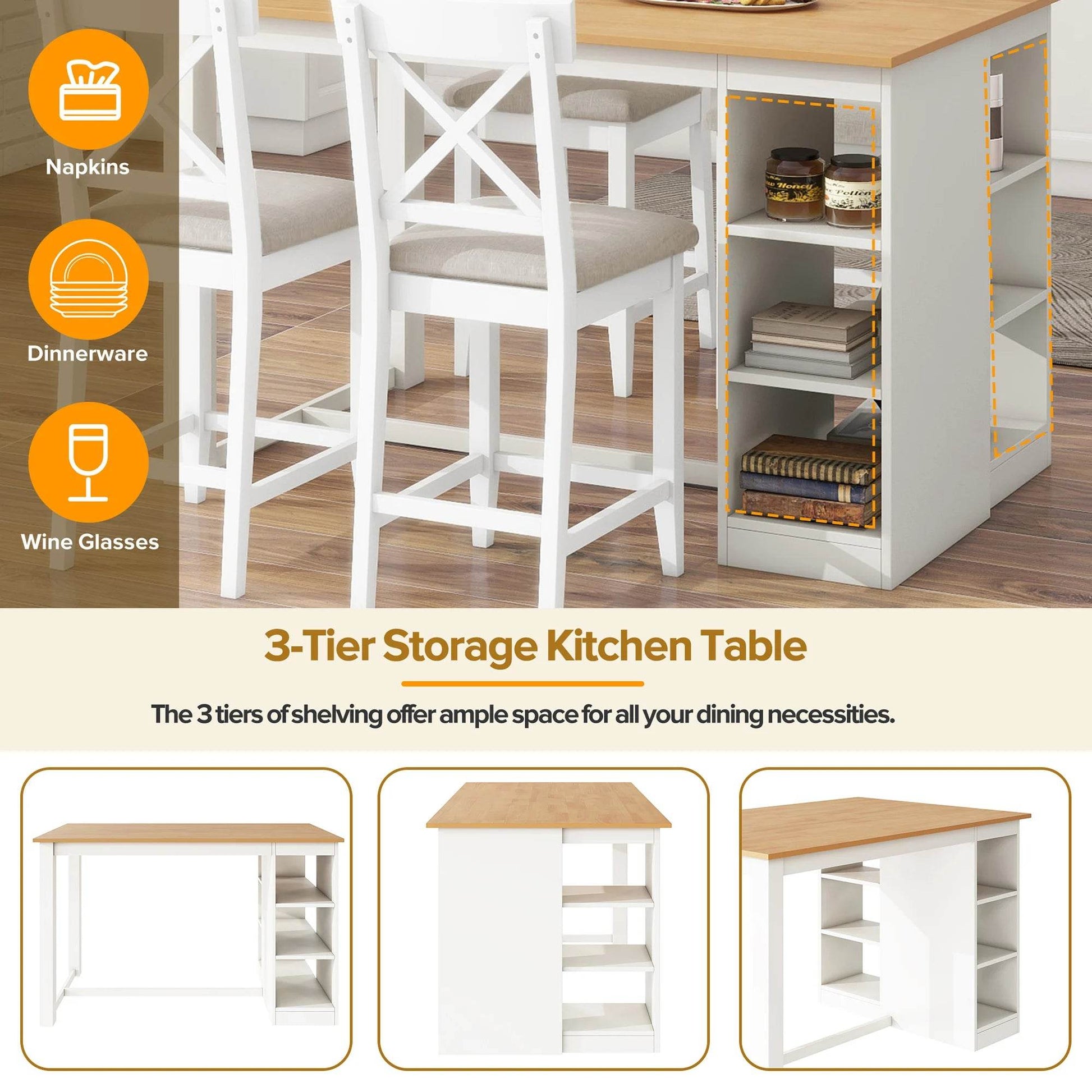 Wood Farmhouse Counter Height Dining Table Set - Loft&Timber