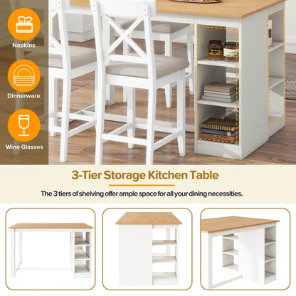 Wood Farmhouse Counter Height Dining Table Set - Loft&Timber