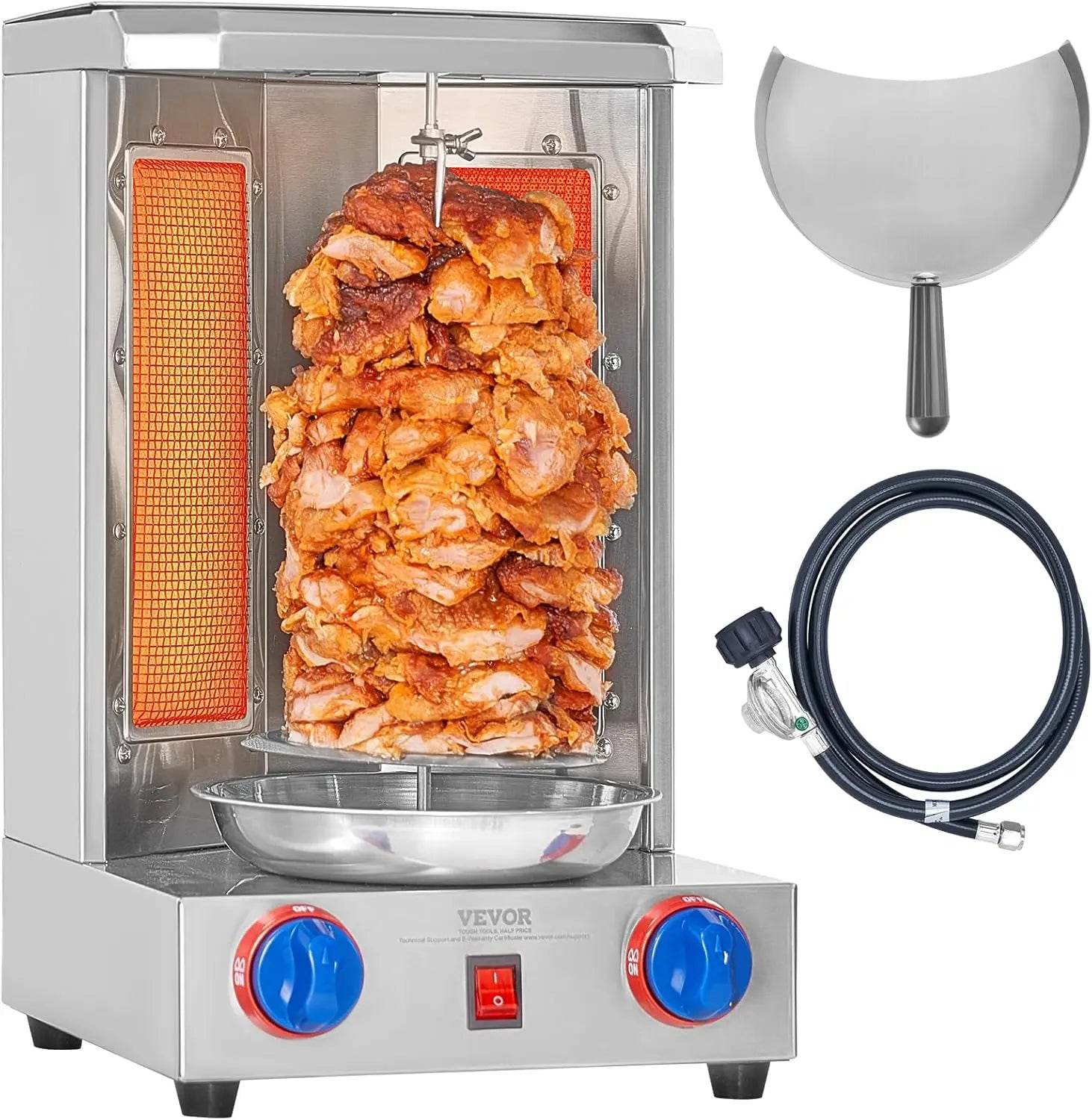 VEVOR Shawarma Grill Machine, 13 lbs Capacity, Chicken Shawarma Cooker Machine with 2 Burners, Gas Vertical Broiler Gyro - Loft&Timber
