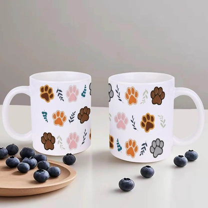 Paw Prints On A White Background Coffee Cups Ceramic, 11oz - Loft&Timber