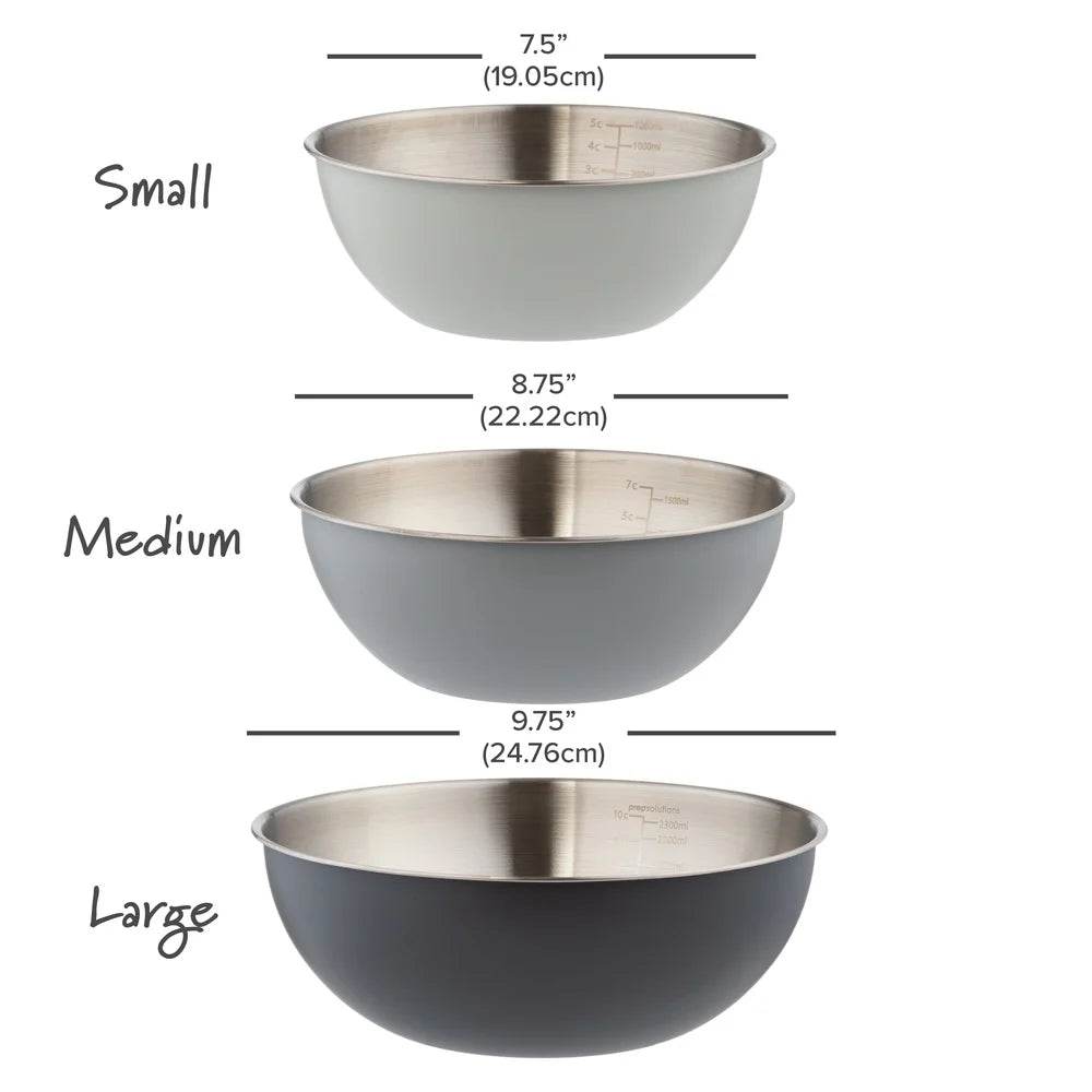 3 Piece Stainless Steel Mixing Bowl Set - Loft&Timber