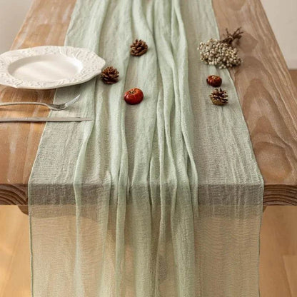 6pcs Cheesecloth Table Runner Sage Green Gauze 120 Inch 10 FT - Loft&Timber