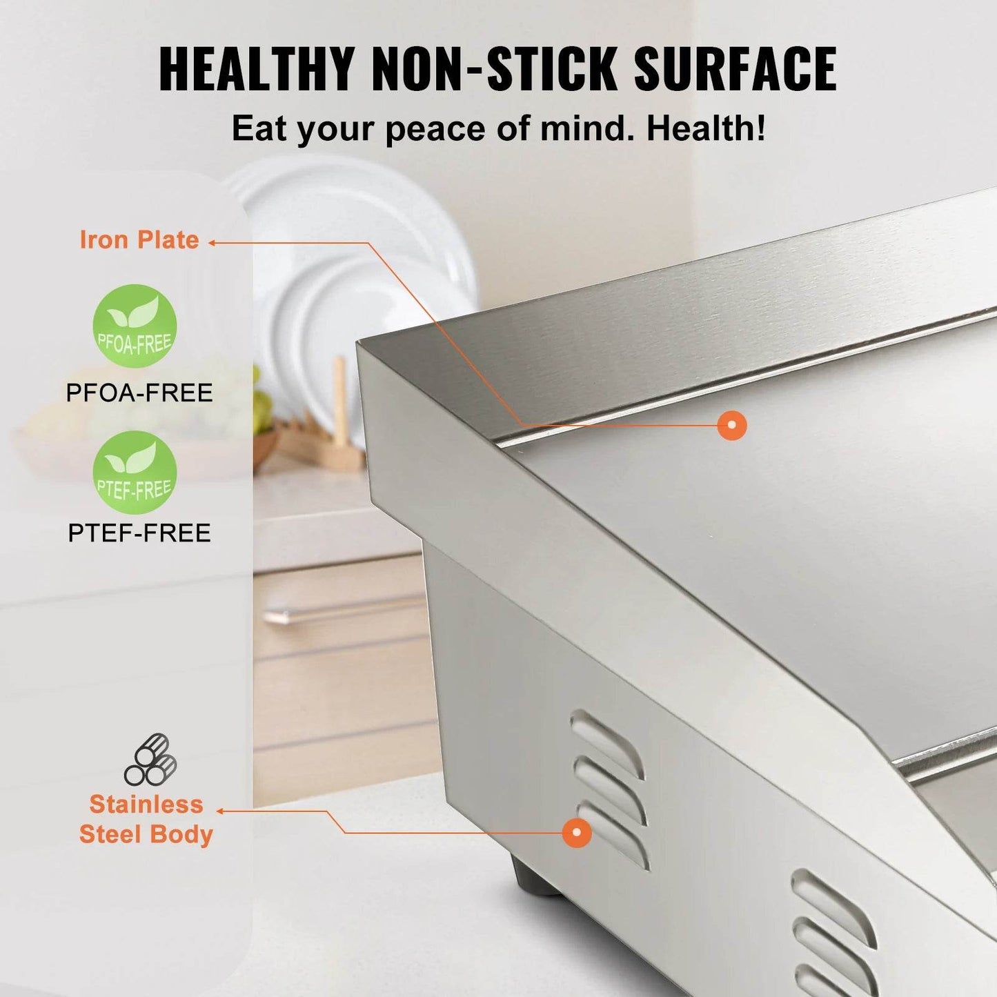 SucceBuy 21In Commercial Electric Grill Flat Pan Stainless Steel - Loft&Timber