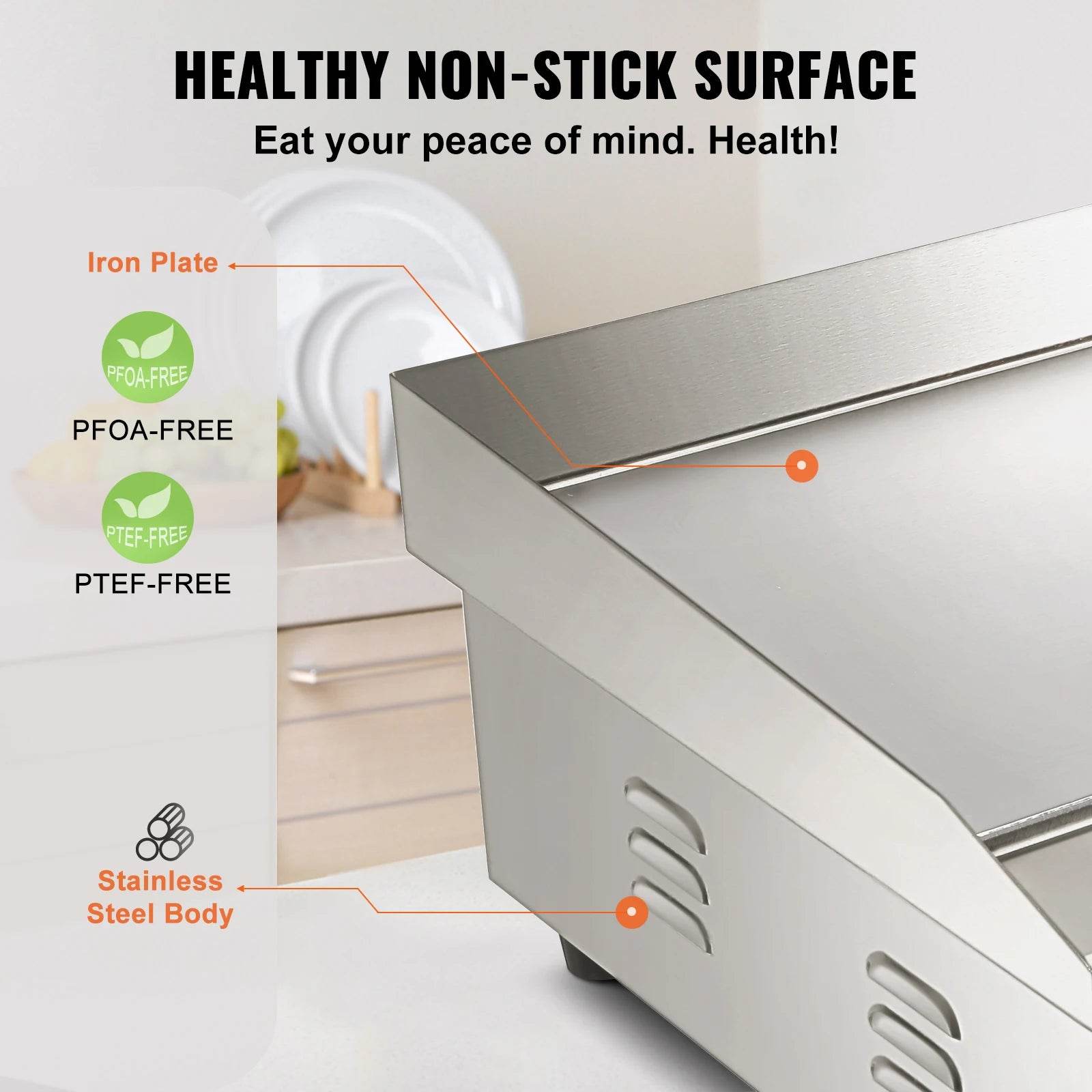 SucceBuy 21In Commercial Electric Grill Flat Pan Stainless Steel - Loft&Timber
