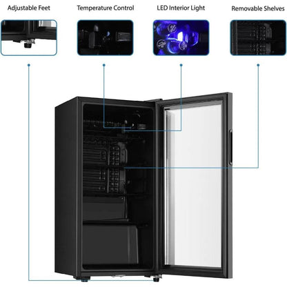 Beverage Refrigerator, 3.2 Cu.ft Mini Fridge with Double Glass Door - Loft&Timber