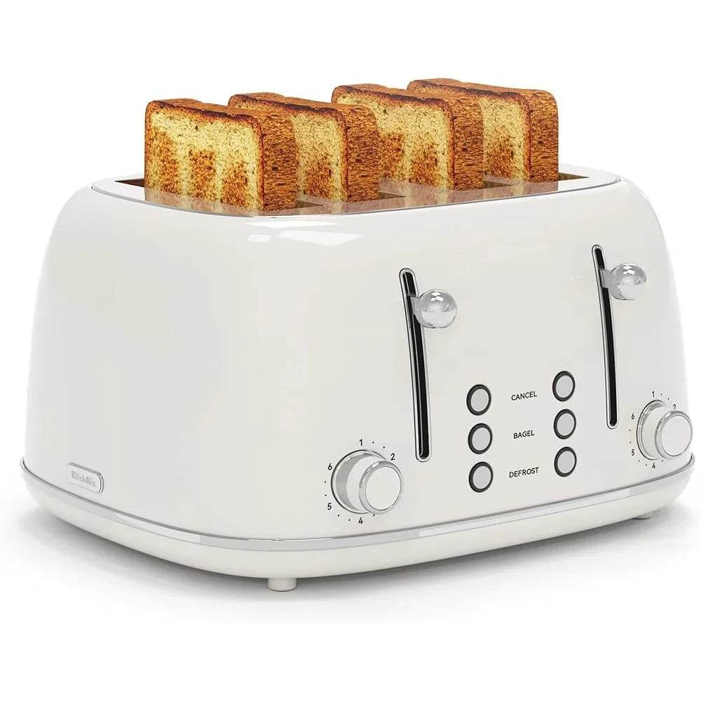 4 Slice Retro Stainless Steel Toaster with 6 Levels