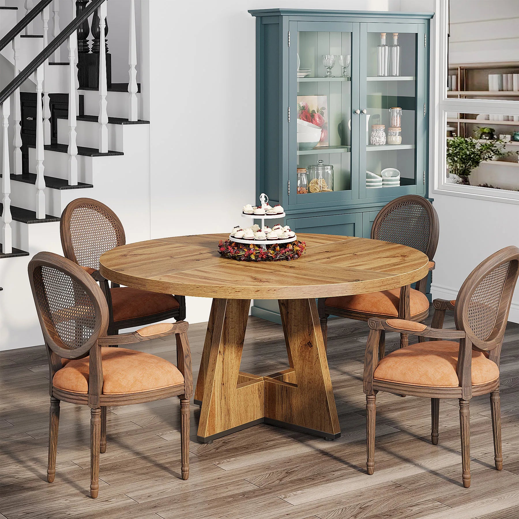 Tribesigns Round Dining Table for 4, 47" - Loft&Timber