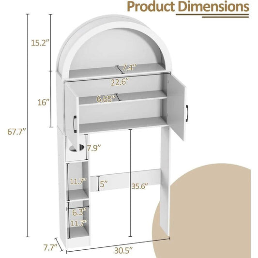 Freestanding Toilet Storage Cabinet with Arched Design for Bathroom Organization