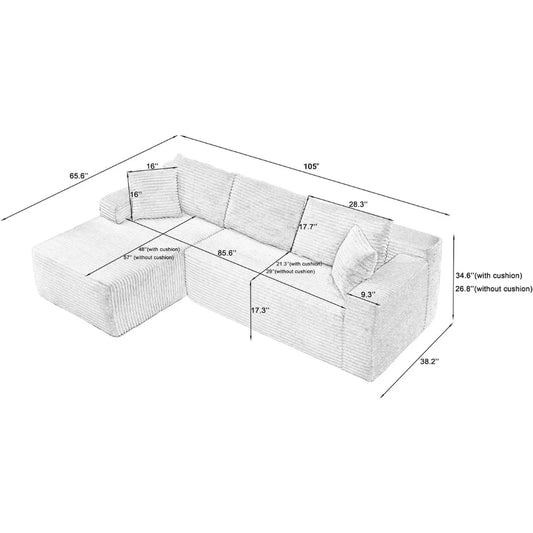 105" Cloud Sectional Couch - Loft&Timber