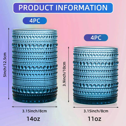 8PCS Vintage Raindrop Glass Cup 300/400ML Highball Glasses - Loft&Timber