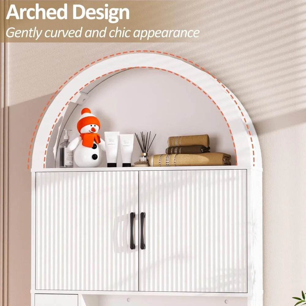 Freestanding Toilet Storage Cabinet with Arched Design for Bathroom Organization - Loft&Timber