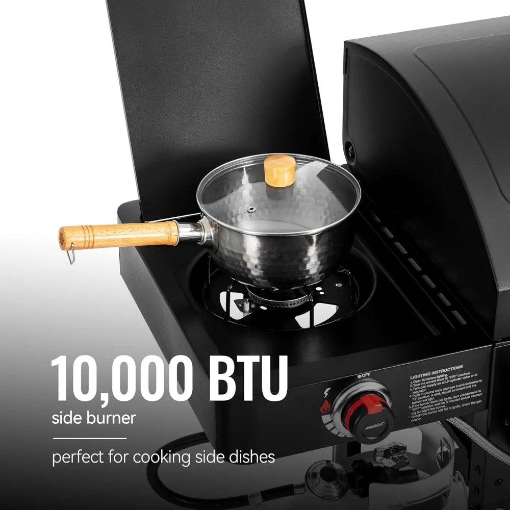 2-Burner Gas and Charcoal Combo Grill with Offset Smoker & Side Burner, 34,000 BTU Dual Fuel Grill, 1020 Sq. In. Cooking Area, I - Loft&Timber