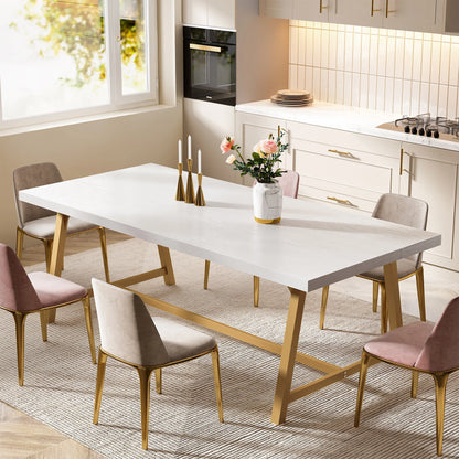 Tribesigns Dining Table for 8 People, 70.87" Rectangular Wood Kitchen Table - Loft&Timber