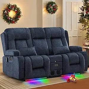 Power Loveseat Recliner Sofa with Massage & Heat - Loft&Timber