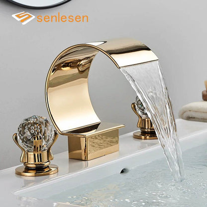 Senlesen Luxury Golden Waterfall Basin Faucet - Loft&Timber