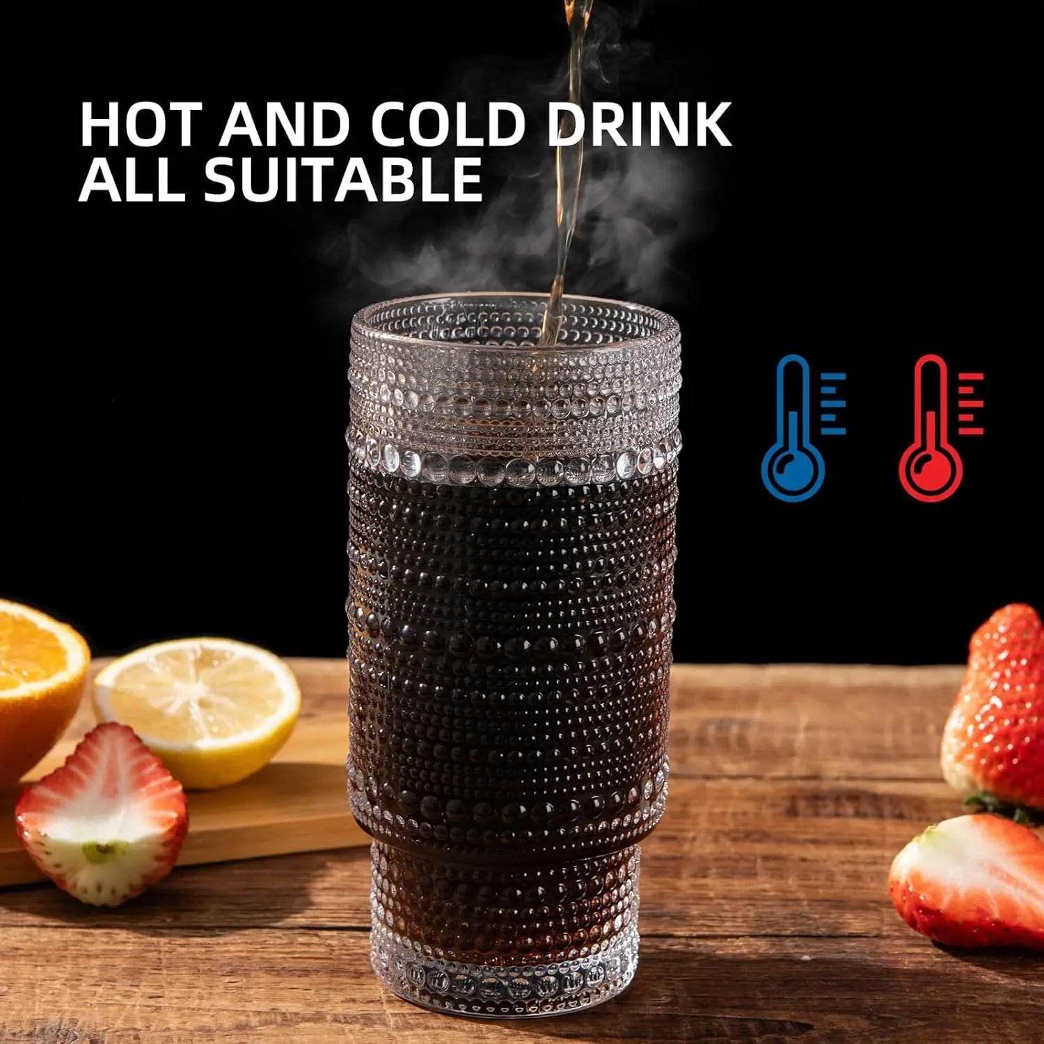 Drinking Glasses with Bamboo Lids and Glass Straw 2pcs Set,16oz Glass - Loft&Timber