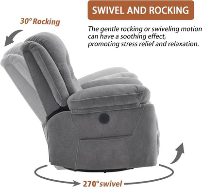 Power Swivel Rocker Recliner with Massage and Heat - Loft&Timber