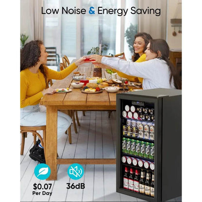 3.2 Cu.Ft Mini Fridge with Glass Door - 126 Can Beverage Refrigerator Cooler - Loft&Timber