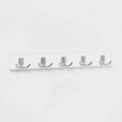 Modern 5 Hook Bar Nickel/White - Wall Mounted Hook Rack - Loft&Timber