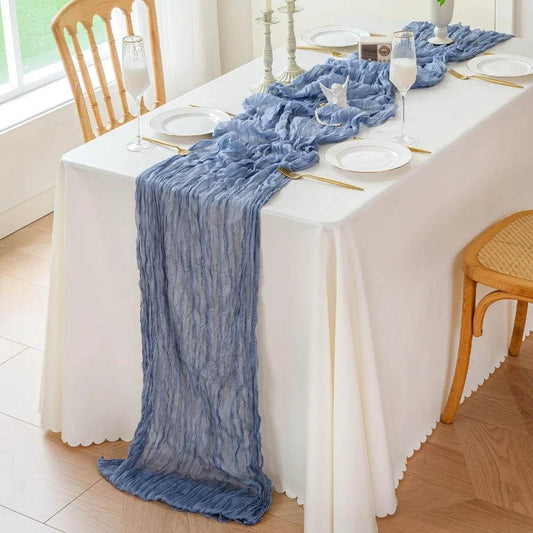 1 Pack Blue Cheesecloth Table Runner - Loft&Timber